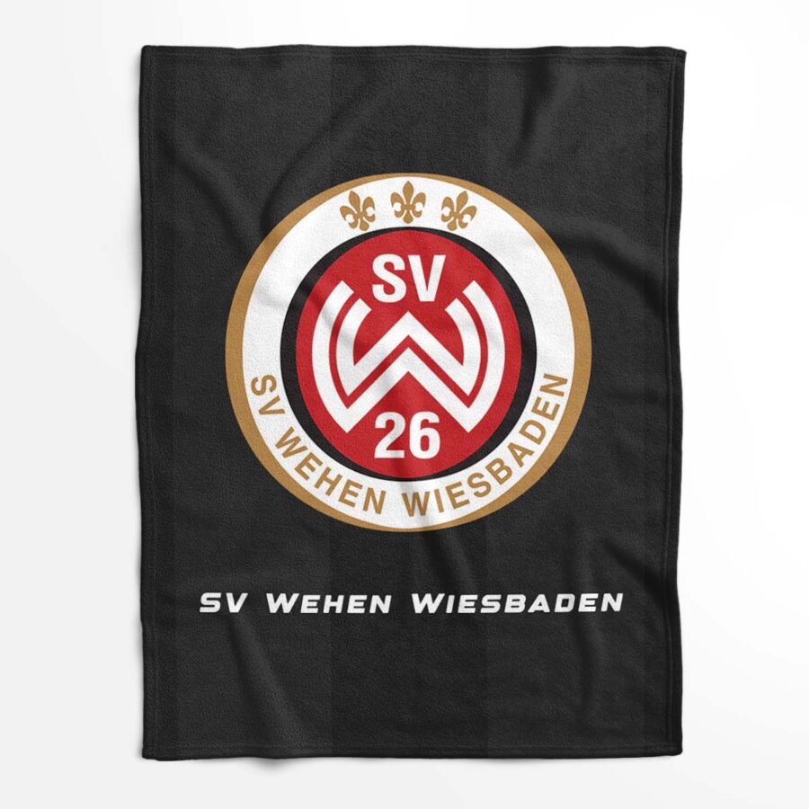 SV Wehen Wiesbaden schwarzer Hintergrund Fleecedecke - Decke – Bild 2