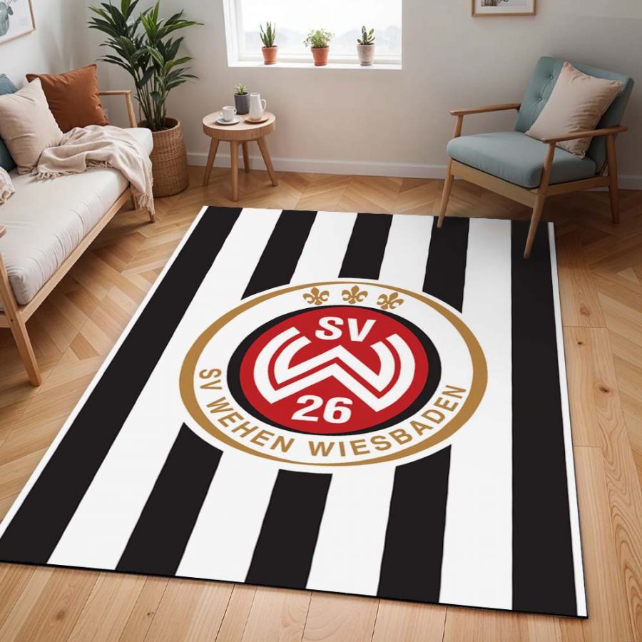 SV Wehen Wiesbaden schwarz weiß vertikal Hintergrund 03 Teppich – Bild 2