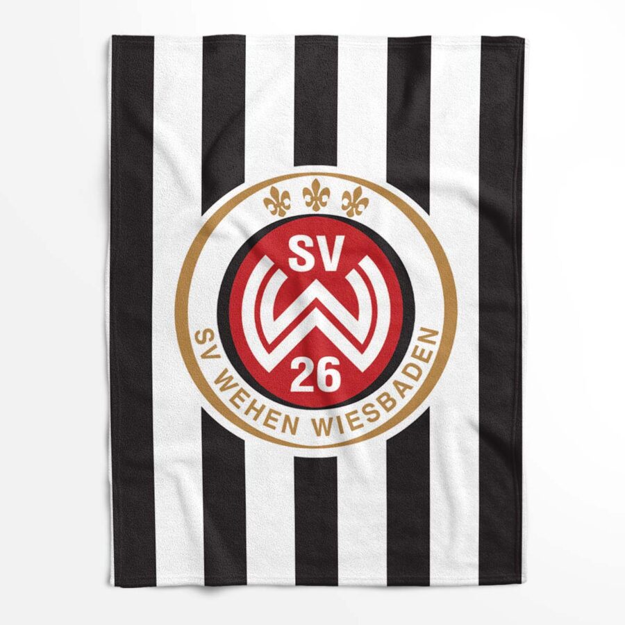 SV Wehen Wiesbaden schwarz weiß vertikal Hintergrund 03 Fleecedecke - Decke – Bild 2