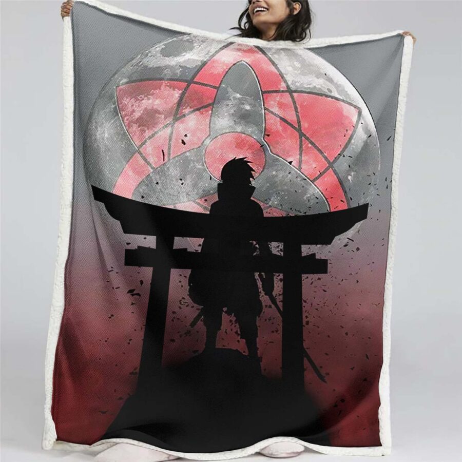 Sasuke Sharingan Blutmond 02 Decke - Fleecedecke