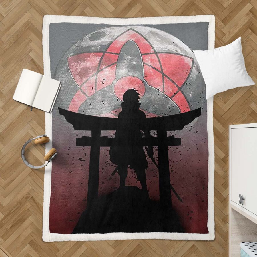 Sasuke Sharingan Blutmond 02 Decke - Fleecedecke – Bild 3