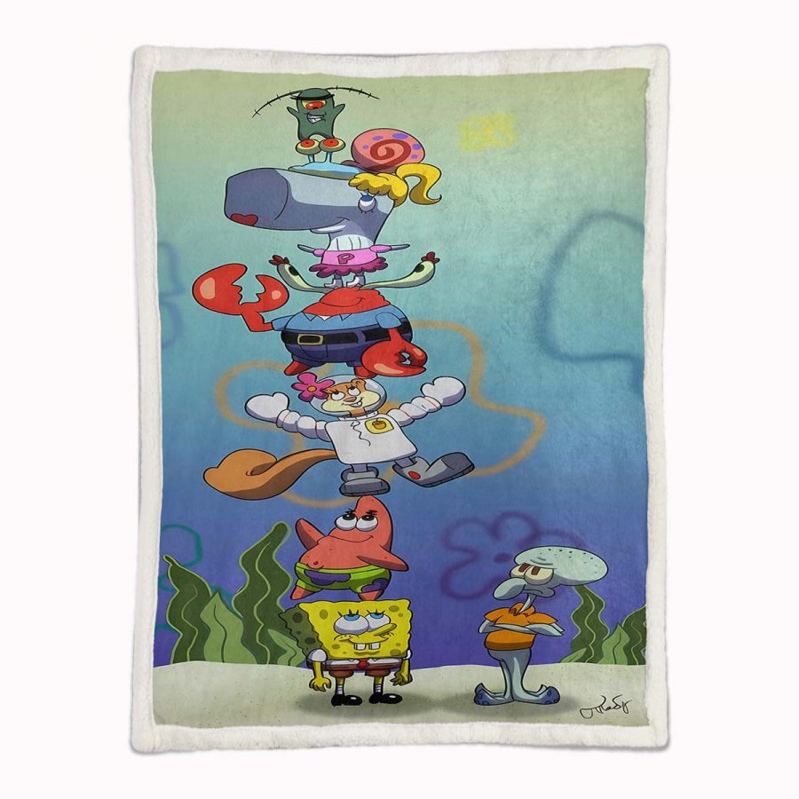 SpongeBob Alle Charaktere 01 Decke - Fleecedecke – Bild 2