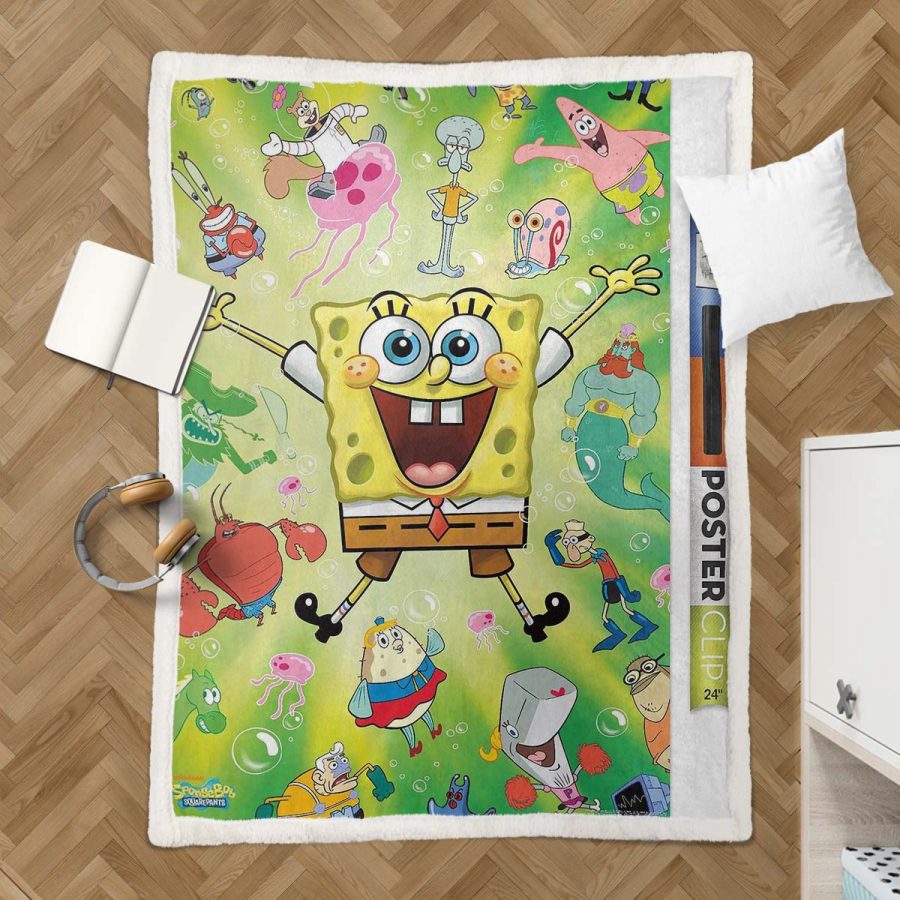 SpongeBob Alle Charaktere 06 Decke - Fleecedecke – Bild 3