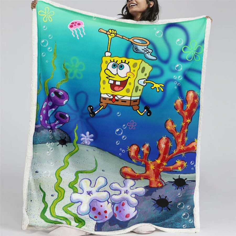 SpongeBob Schwammkopf Happy 02 Decke - Fleecedecke