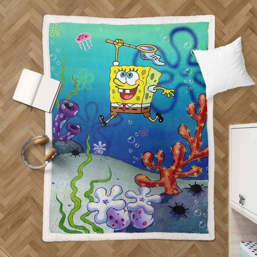 SpongeBob Schwammkopf Happy 02 Decke - Fleecedecke – Bild 3