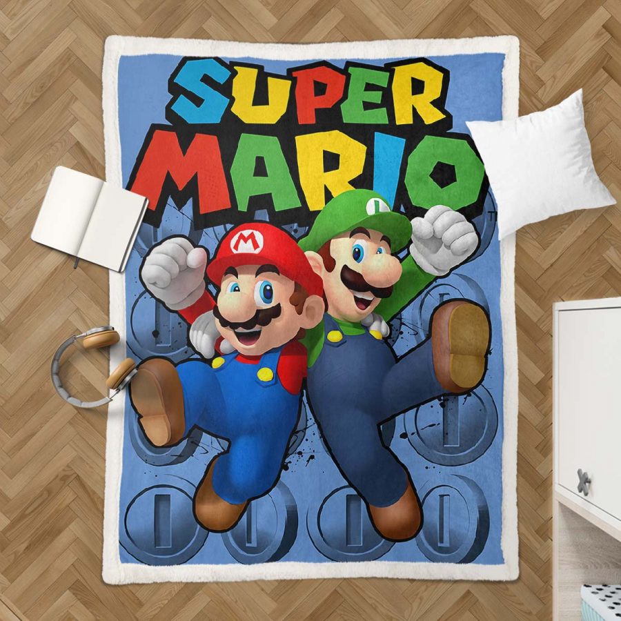 Super Mario und Luci Nintendo-Spielfiguren 04 Decke - Fleecedecke – Bild 3
