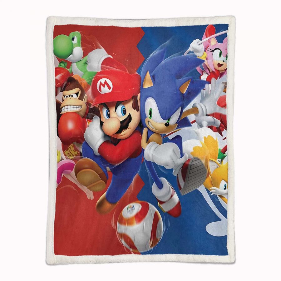 Super Mario und Sonic Spielfiguren 01 Decke - Fleecedecke – Bild 2