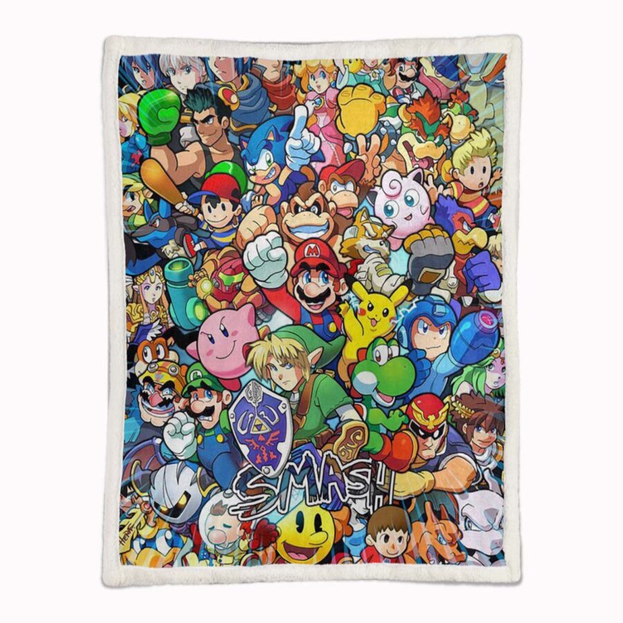 Super Mario Luci Pilz Zelda Pacman Pikachu Nintendo-Spiel Decke - Fleecedecke – Bild 2