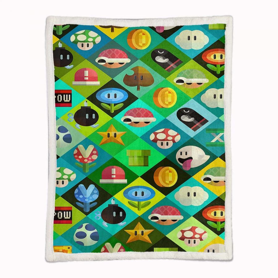 Super Mario Nintendo Spielfiguren 01 Decke - Fleecedecke – Bild 2