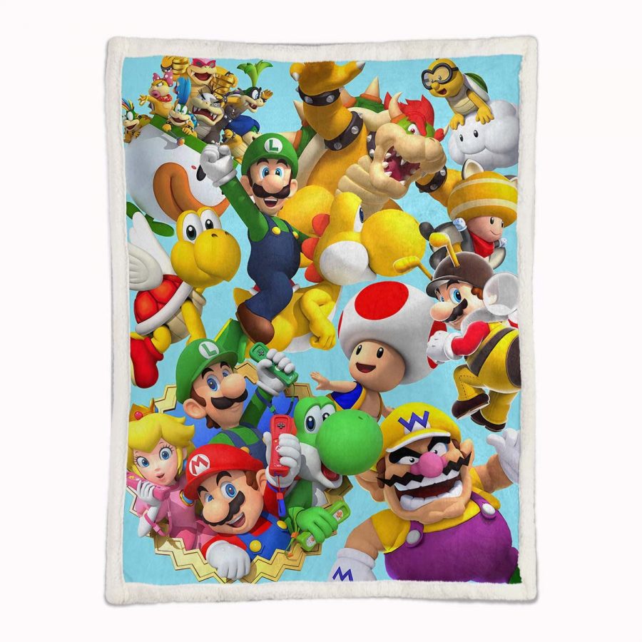 Super Mario Nintendo Spielfiguren 02 Decke - Fleecedecke – Bild 2