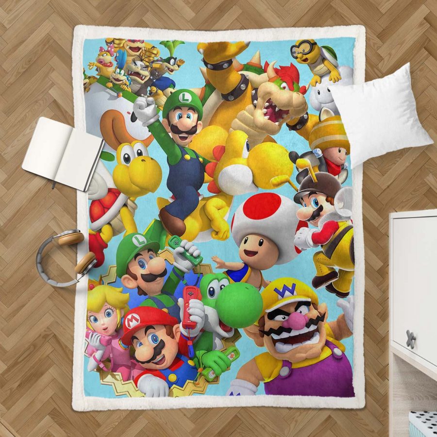 Super Mario Nintendo Spielfiguren 02 Decke - Fleecedecke – Bild 3