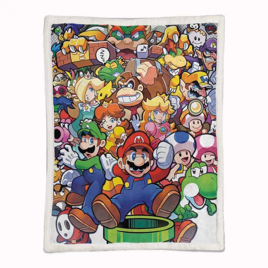 Super Mario Nintendo Spielfiguren 03 Decke - Fleecedecke – Bild 2