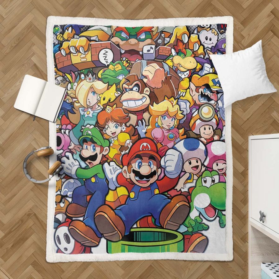 Super Mario Nintendo Spielfiguren 03 Decke - Fleecedecke – Bild 3