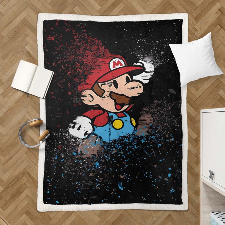 Super Mario Nintendo Spielfiguren 04 Decke - Fleecedecke – Bild 3