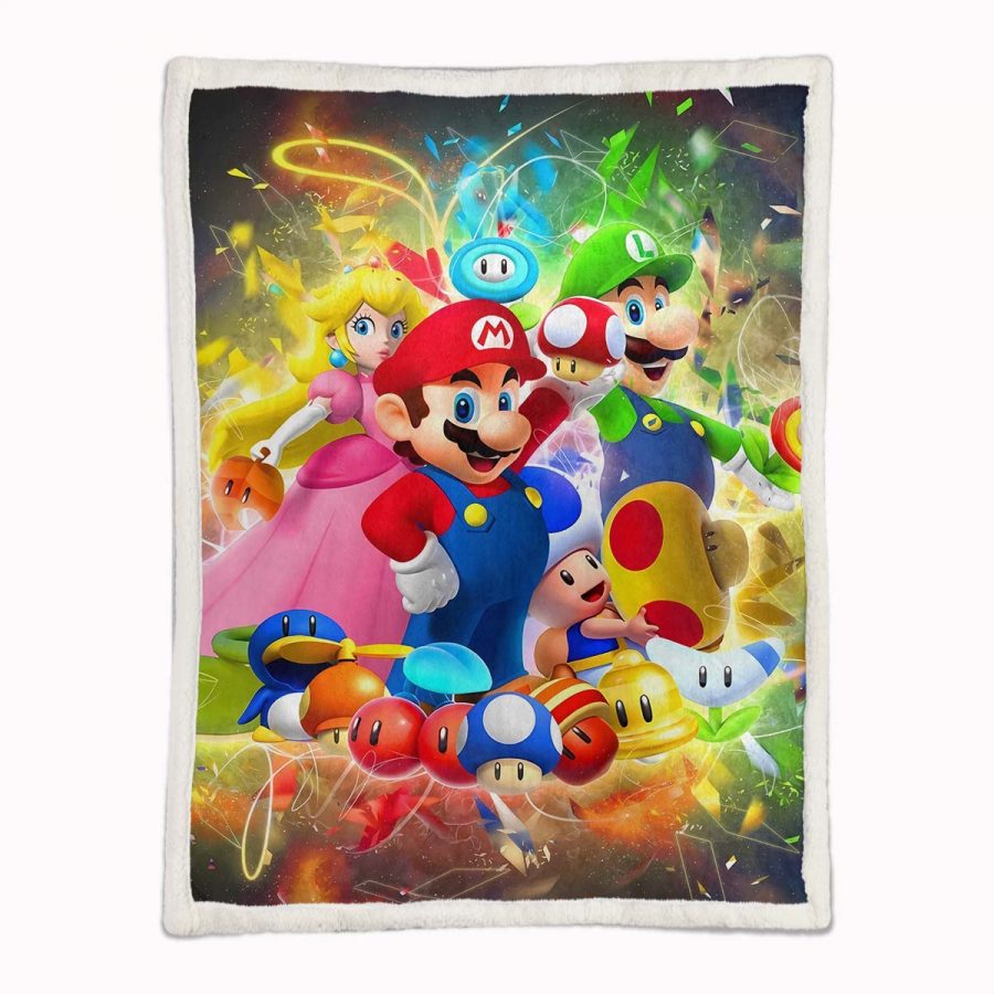 Super Mario Nintendo Spielfiguren 06 Decke - Fleecedecke – Bild 2