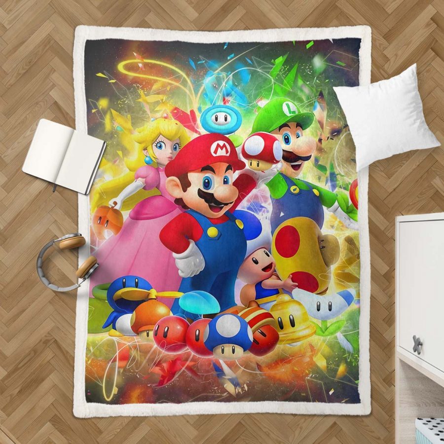 Super Mario Nintendo Spielfiguren 06 Decke - Fleecedecke – Bild 3