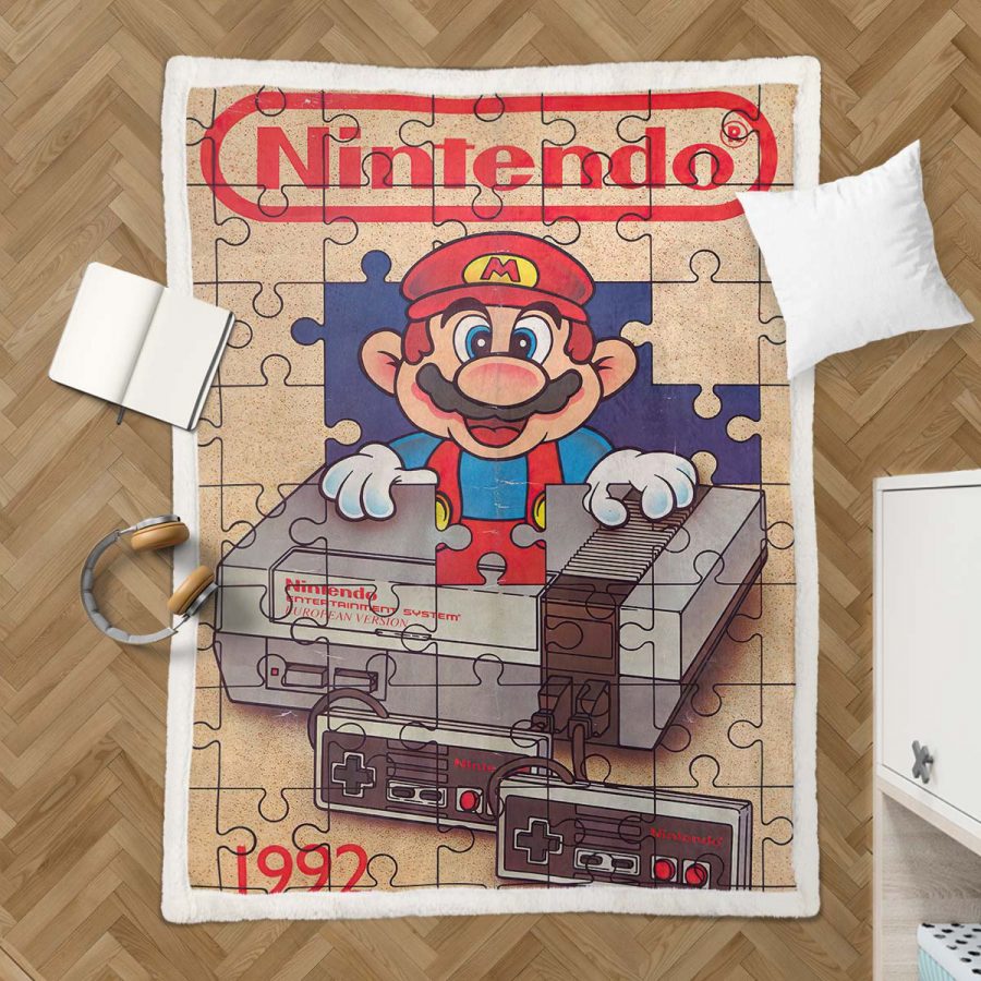 Super Mario Nintendo Spielfiguren 08 Decke - Fleecedecke – Bild 3