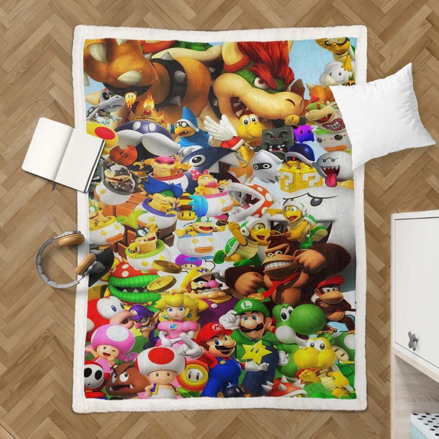 Super Mario Nintendo-Spielfiguren 11 Decke - Fleecedecke – Bild 3