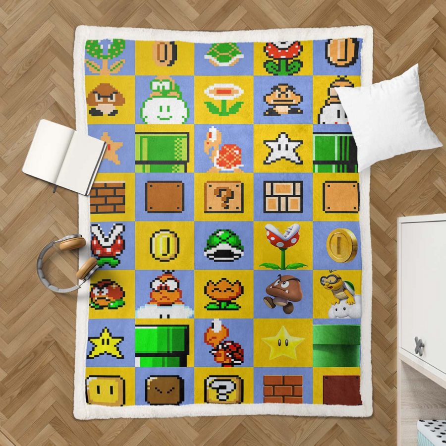 Super Mario Nintendo Spielfiguren 14 Decke - Fleecedecke – Bild 3