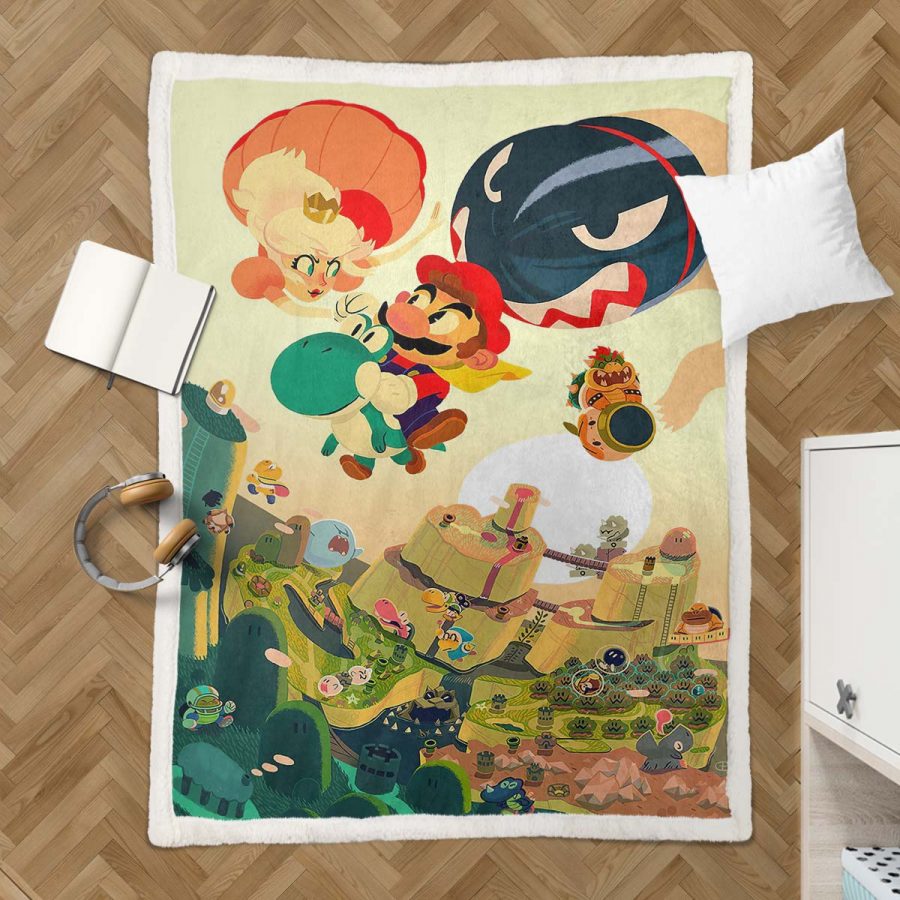 Super Mario Nintendo Spielfiguren 15 Decke - Fleecedecke – Bild 3