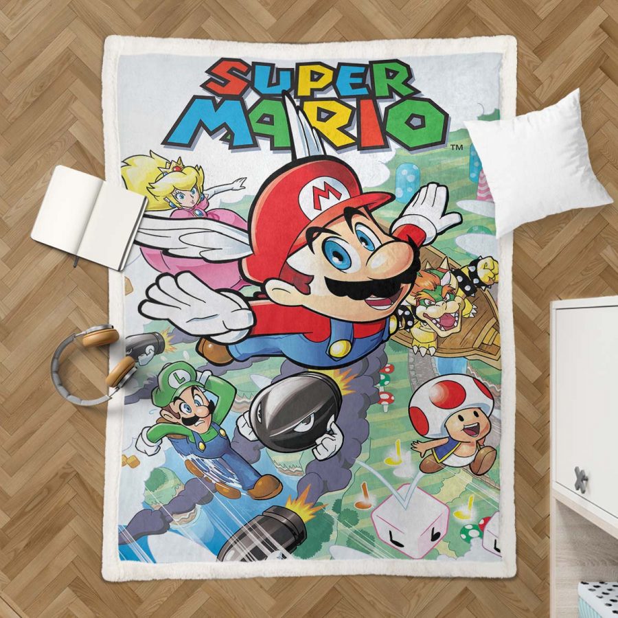 Super Mario Nintendo-Spielfiguren 16 Decke - Fleecedecke – Bild 3