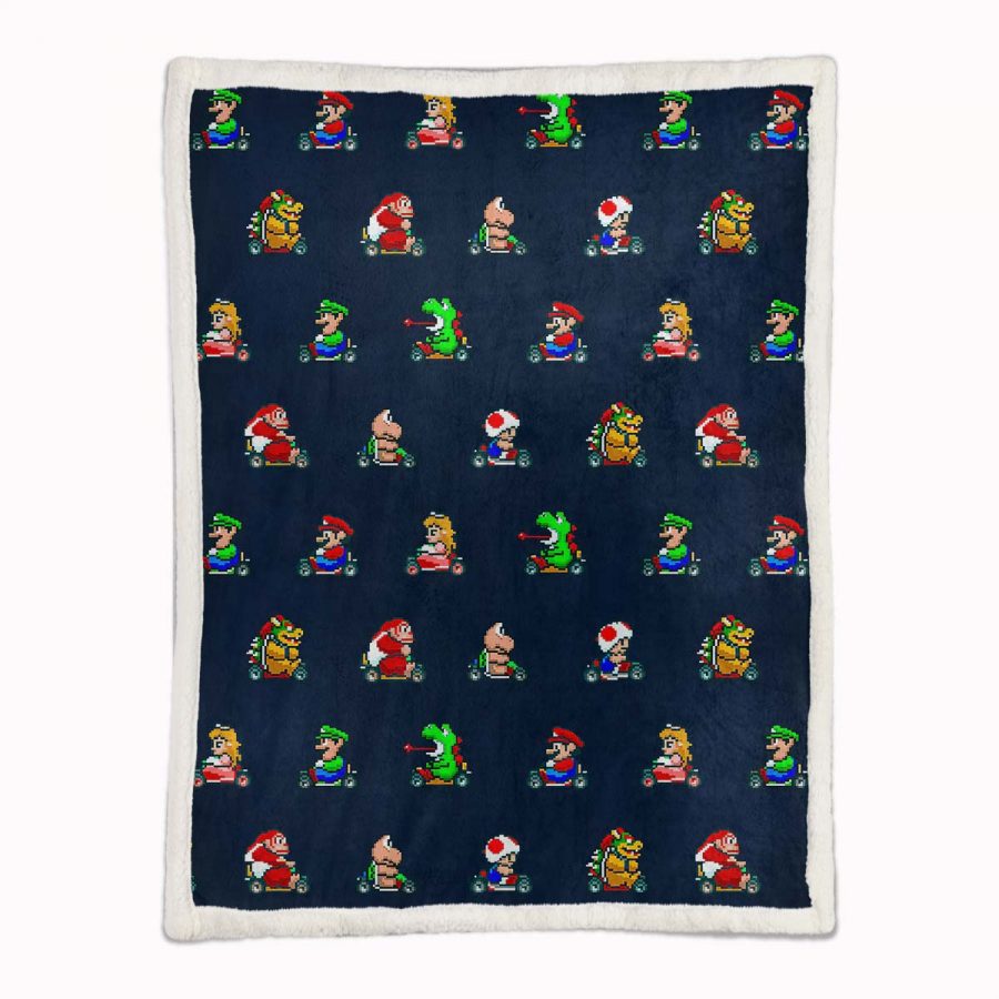 Super Mario Nintendo Spielfiguren Muster 12 Decke - Fleecedecke – Bild 2
