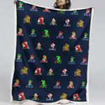 Super Mario Nintendo Spielfiguren Muster 12 Decke – Fleecedecke