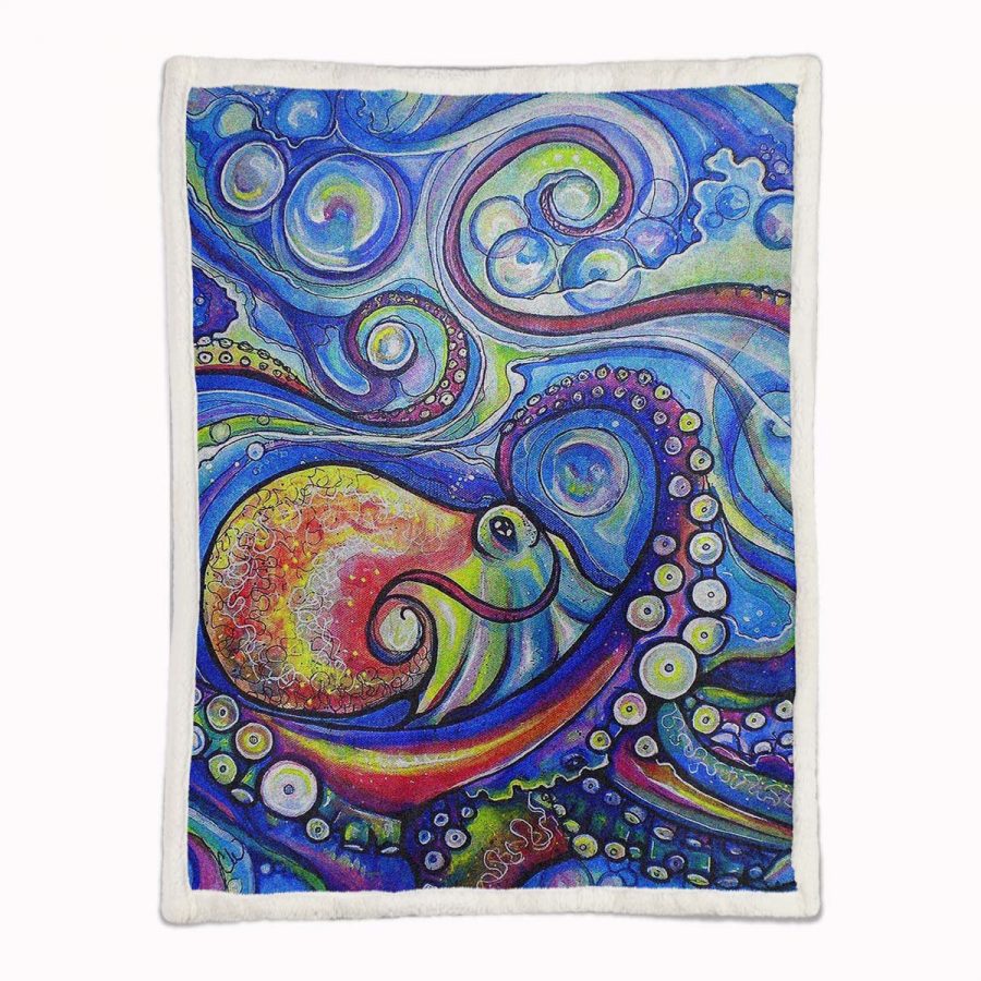Wirbelnder Oktopus Surf Art Meeresleben Decke - Fleecedecke – Bild 2