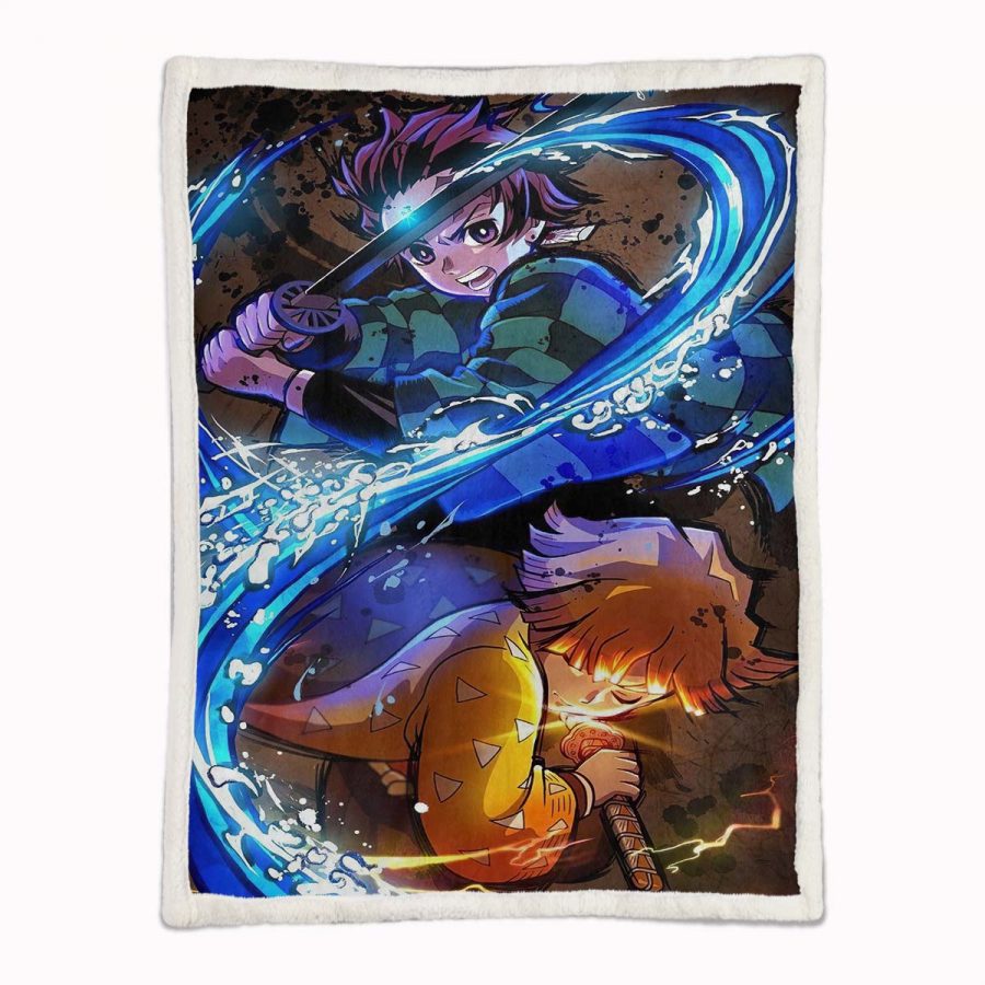 Tanjiro und Zenitsu Demon Slayer 03 Decke - Fleecedecke – Bild 2