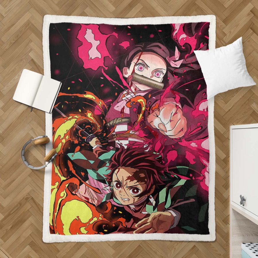 Tanjiro-Brüder Tanjiro Kamado Nezuko Kamado Decke - Fleecedecke – Bild 3