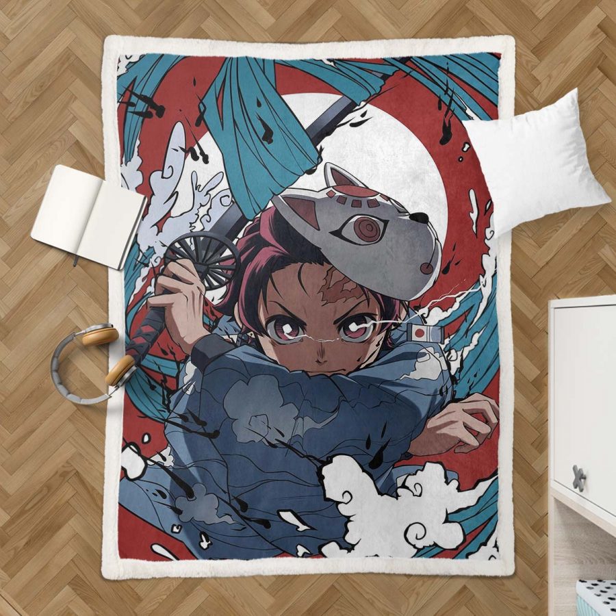 Tanjiro Kamado Demon Slayer 06 Decke - Fleecedecke – Bild 3