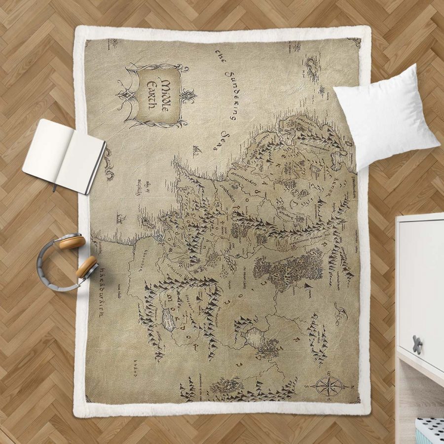 Der Herr der Ringe Karte Mittelerde 02 Decke - Fleecedecke – Bild 3