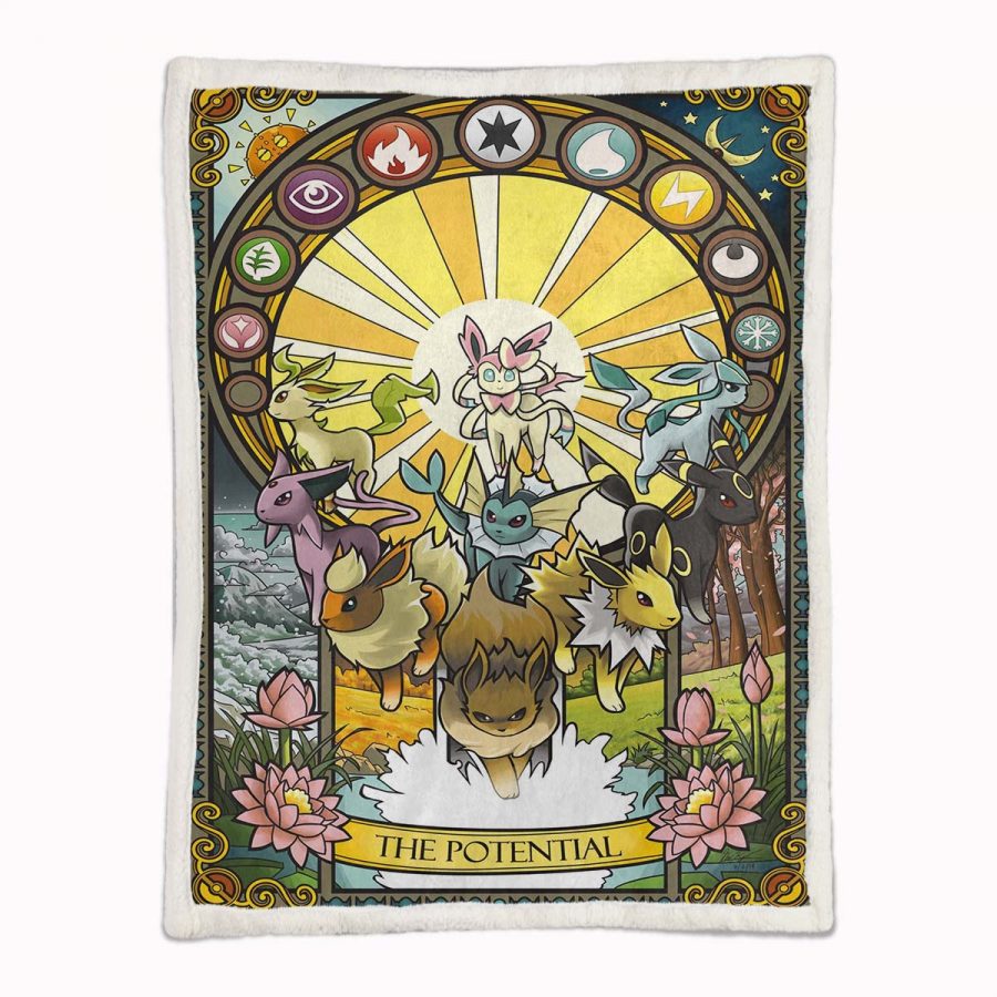 Die möglichen Evoli-Entwicklungen Pokemon Decke - Fleecedecke – Bild 2