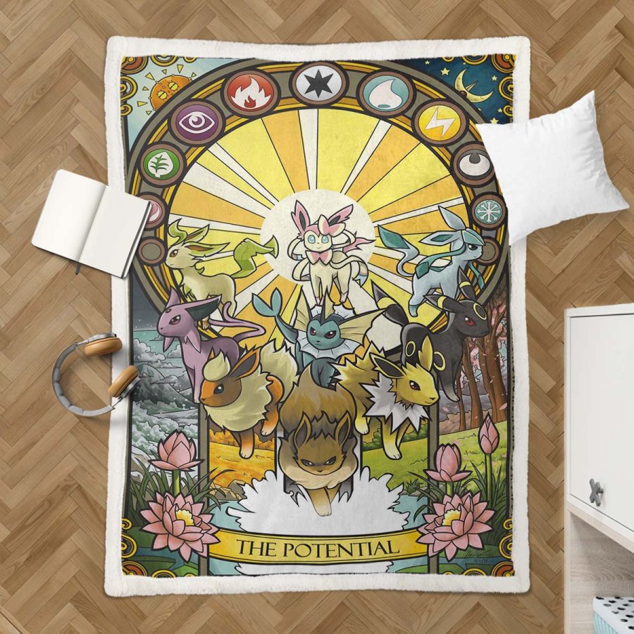 Die möglichen Evoli-Entwicklungen Pokemon Decke - Fleecedecke – Bild 3