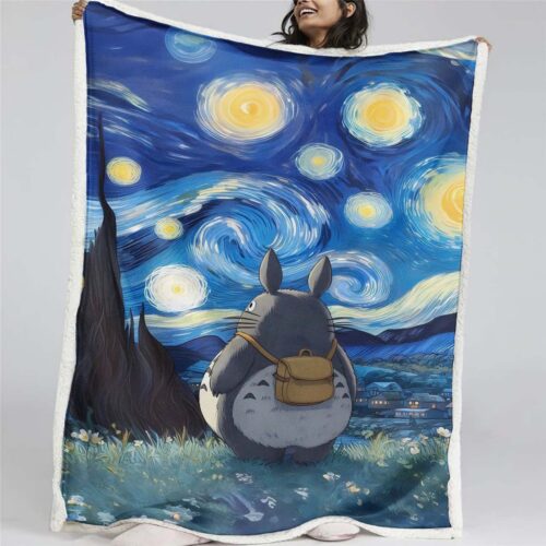 Totoro Sternennacht Mein Nachbar Totoro Decke - Fleecedecke