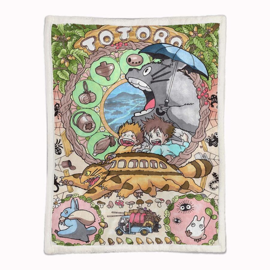 Totoro im Bus Decke - Fleecedecke – Bild 2