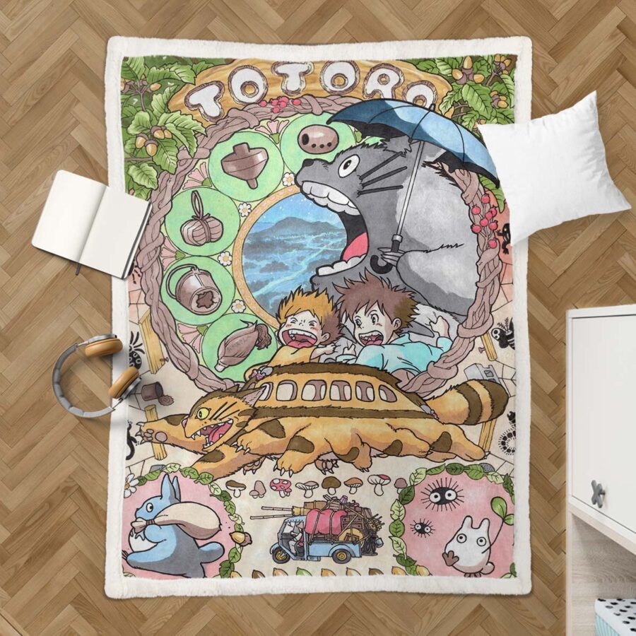 Totoro im Bus Decke - Fleecedecke – Bild 3