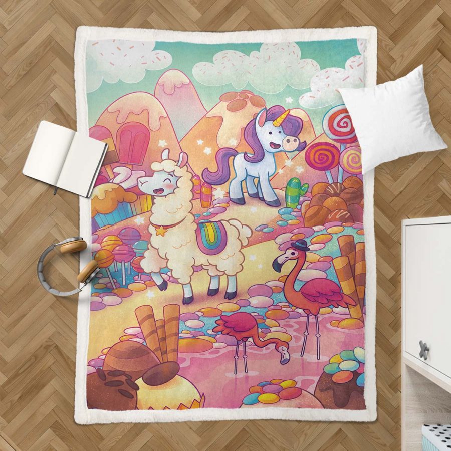 Einhorn Süßigkeiten Welt UC02 Decke - Fleecedecke – Bild 3
