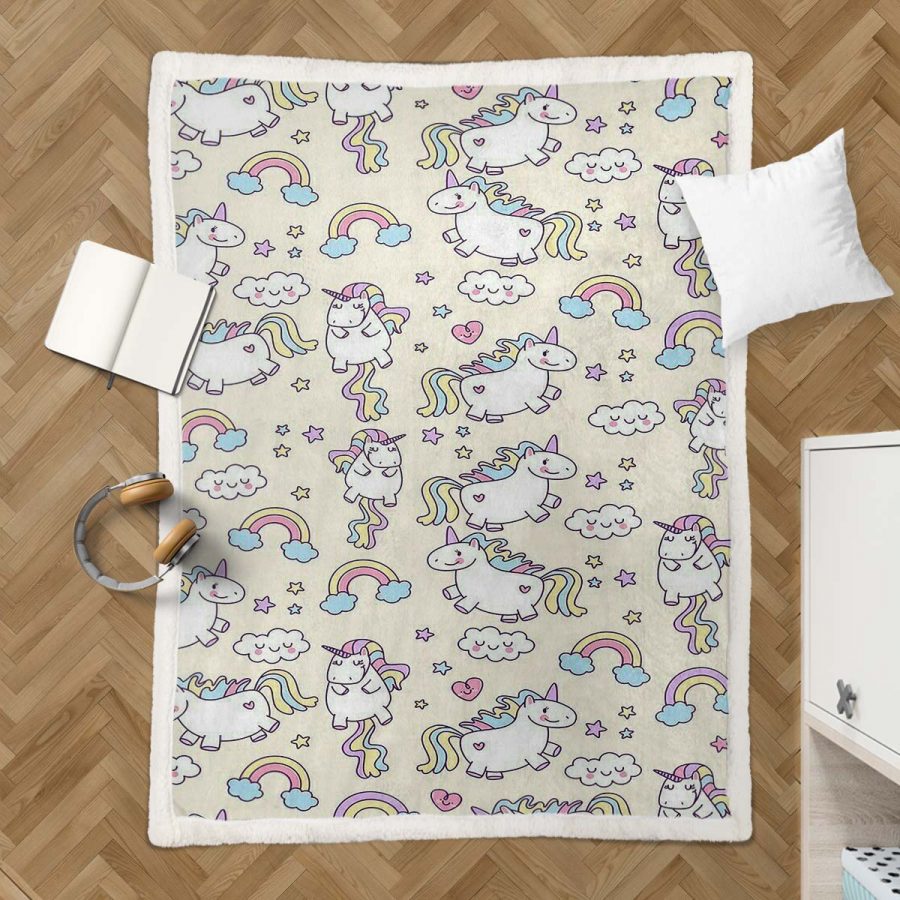 Süßes Einhorn-Muster UC05 Decke - Fleecedecke – Bild 3