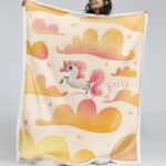 Einhorn fliegt auf Wolke UC03 Decke – Fleecedecke