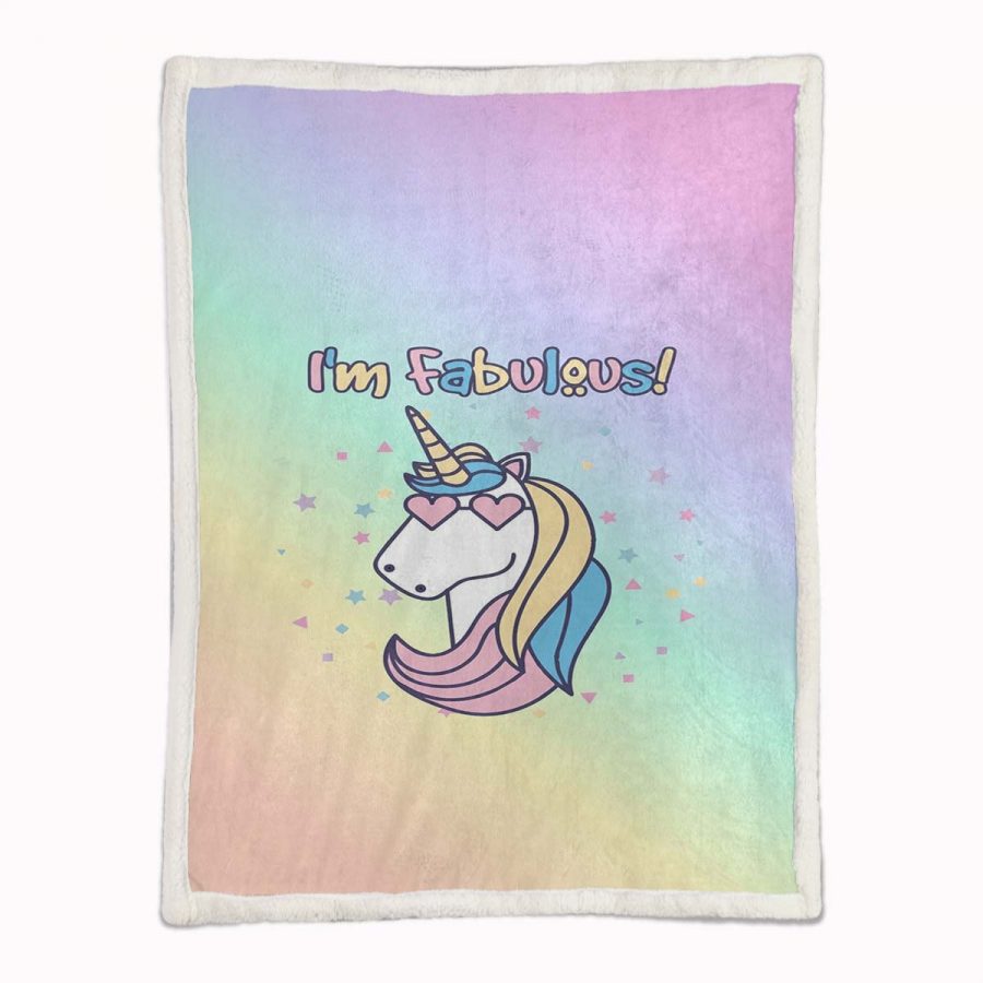 Einhorn Regenbogen Fabelhaft UC04 Decke - Fleecedecke – Bild 2