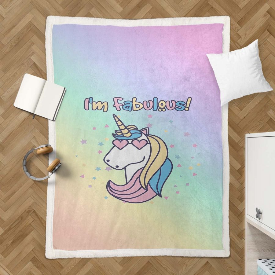 Einhorn Regenbogen Fabelhaft UC04 Decke - Fleecedecke – Bild 3