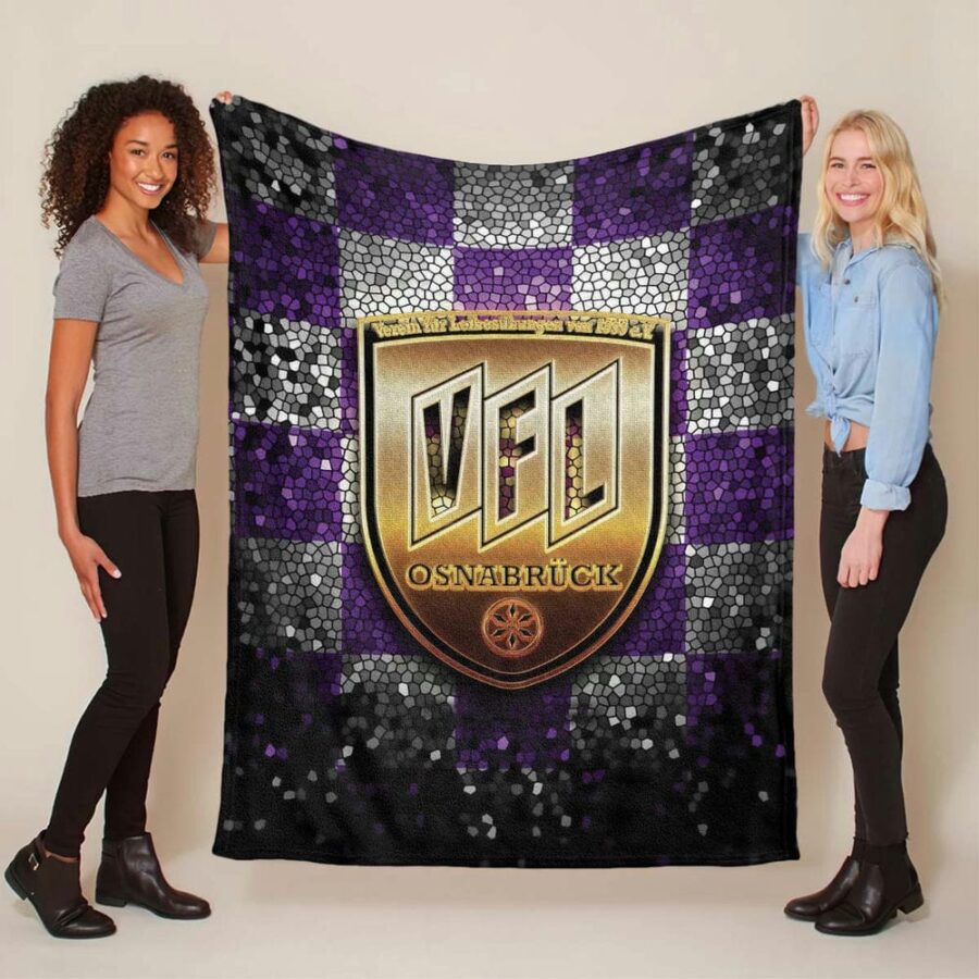 VFL Osnabrück violett weiß kariert Fleecedecke - Decke