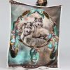 Traumfänger mit Wolfsmotiv Decke - Fleecedecke