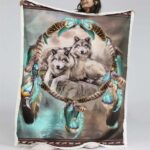 Traumfänger mit Wolfsmotiv Decke – Fleecedecke