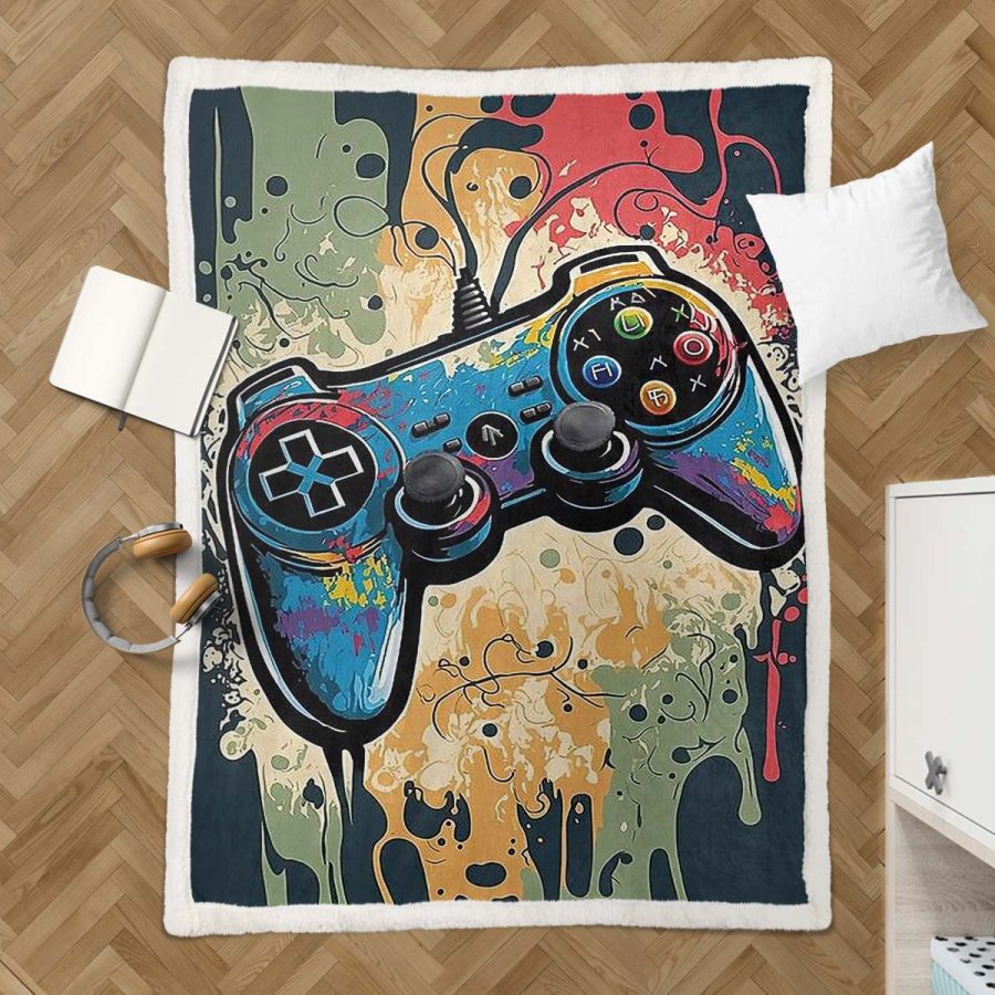 Gamecontroller PlayStation Decke - Fleecedecke – Bild 3