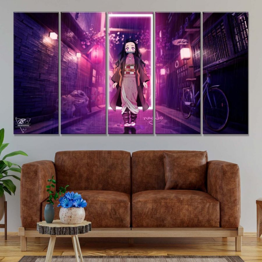 Nezuko Demon Slayer Kimetsu No Yaiba 4 Leinwandbilder – Bild 2