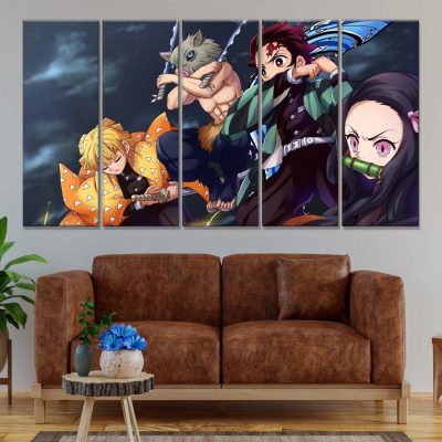 Alternative view of Demon Slayer Kimetsu No Yaiba Alle Charaktere 4 Leinwandbilder