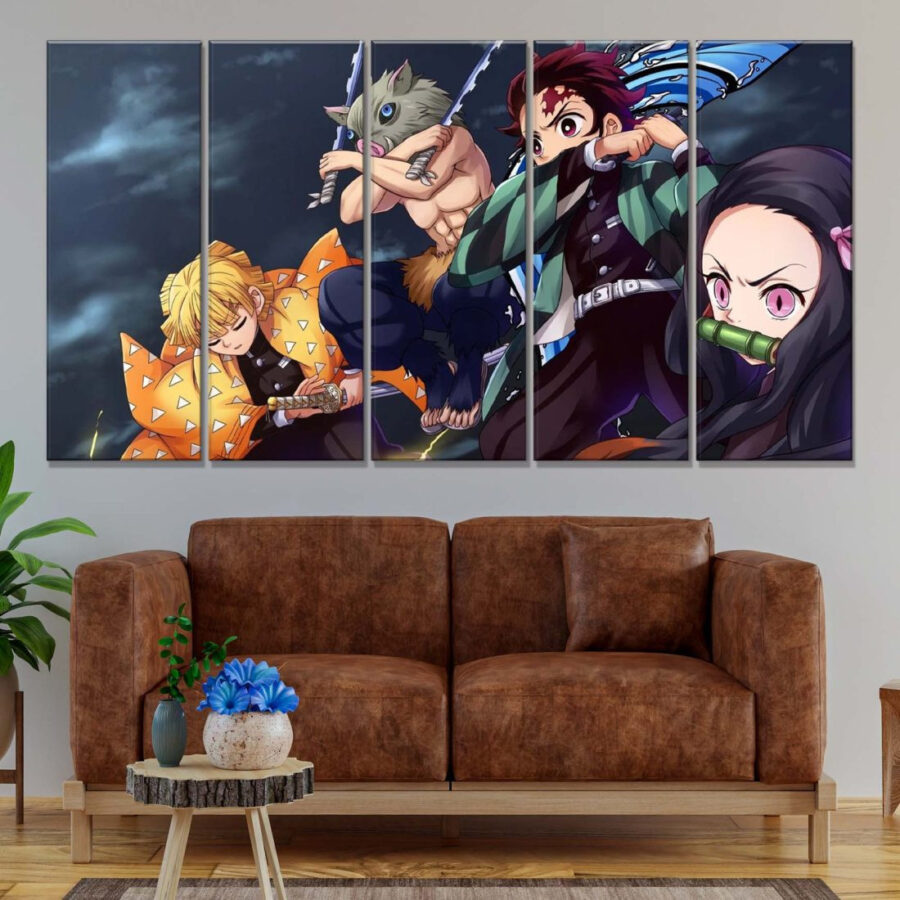 Demon Slayer Kimetsu No Yaiba Alle Charaktere 4 Leinwandbilder – Bild 2