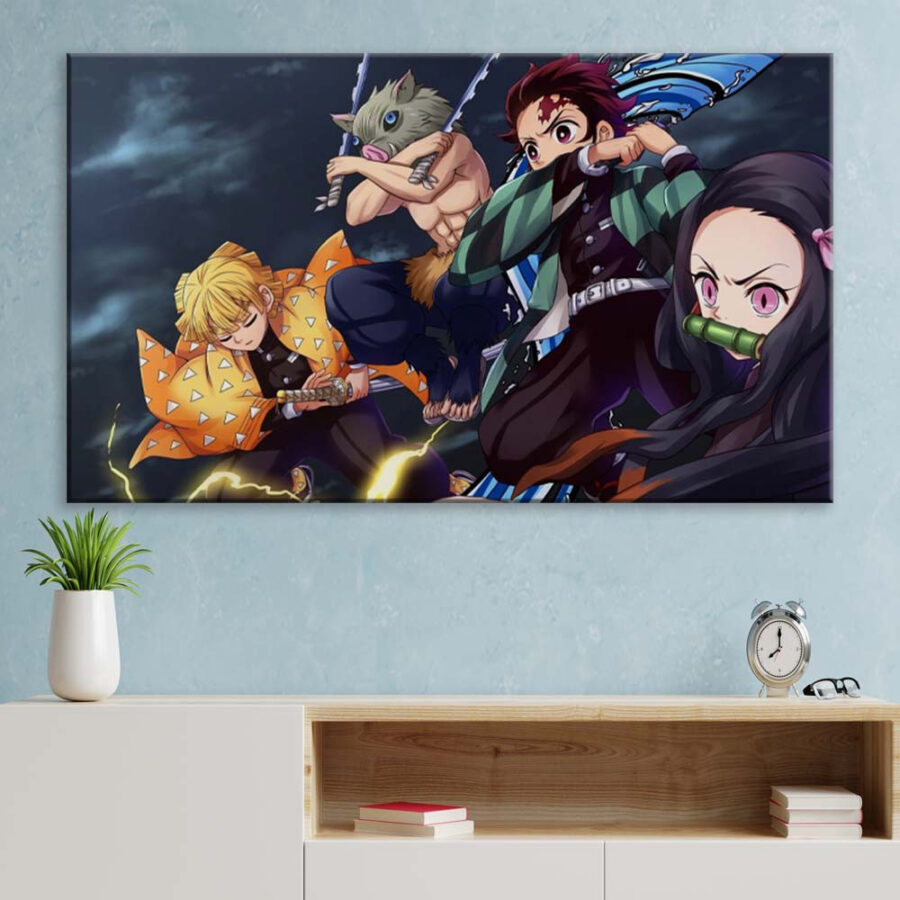 Demon Slayer Kimetsu No Yaiba Alle Charaktere 4 Leinwandbilder – Bild 3